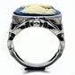 MATK632 - High polished (no plating) Stainless Steel Ring with Synthetic Synthetic Stone in Capri Blue