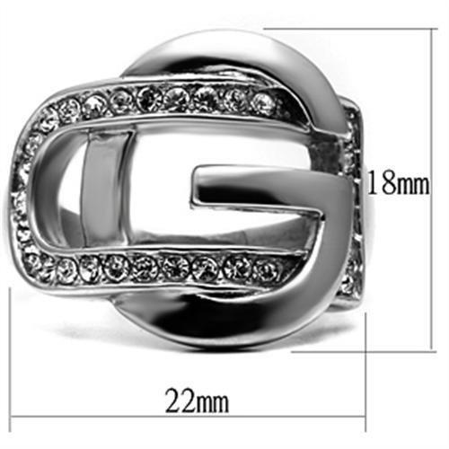 MATK634 - High polished (no plating) Stainless Steel Ring with Top Grade Crystal  in Clear