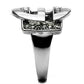 MATK634 - High polished (no plating) Stainless Steel Ring with Top Grade Crystal  in Clear