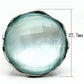 MATK637 - High polished (no plating) Stainless Steel Ring with Synthetic Synthetic Glass in Sea Blue