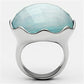 MATK637 - High polished (no plating) Stainless Steel Ring with Synthetic Synthetic Glass in Sea Blue