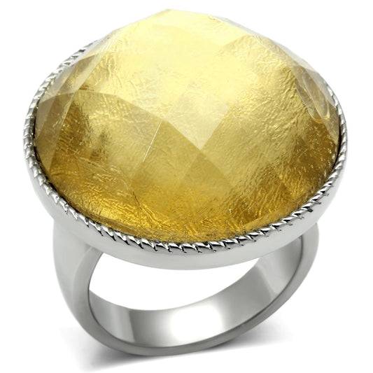 MATK638 - High polished (no plating) Stainless Steel Ring with Synthetic Synthetic Stone in Topaz