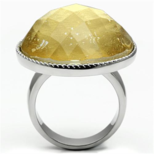 MATK638 - High polished (no plating) Stainless Steel Ring with Synthetic Synthetic Stone in Topaz
