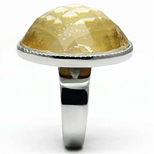 MATK638 - High polished (no plating) Stainless Steel Ring with Synthetic Synthetic Stone in Topaz
