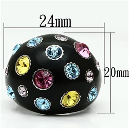 MATK640 - High polished (no plating) Stainless Steel Ring with Top Grade Crystal  in Multi Color