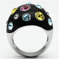 MATK640 - High polished (no plating) Stainless Steel Ring with Top Grade Crystal  in Multi Color