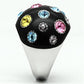 MATK640 - High polished (no plating) Stainless Steel Ring with Top Grade Crystal  in Multi Color