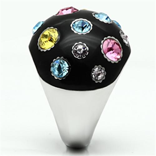 MATK640 - High polished (no plating) Stainless Steel Ring with Top Grade Crystal  in Multi Color