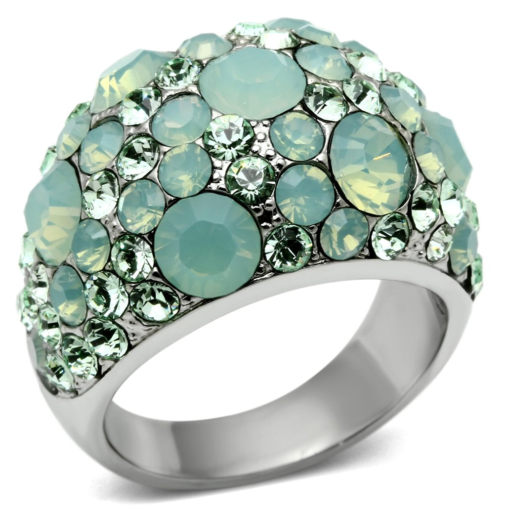 MATK641 - High polished (no plating) Stainless Steel Ring with Top Grade Crystal  in Multi Color
