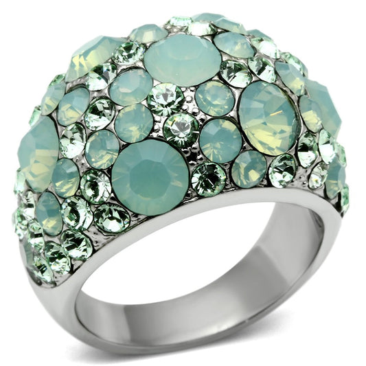 MATK641 - High polished (no plating) Stainless Steel Ring with Top Grade Crystal  in Multi Color