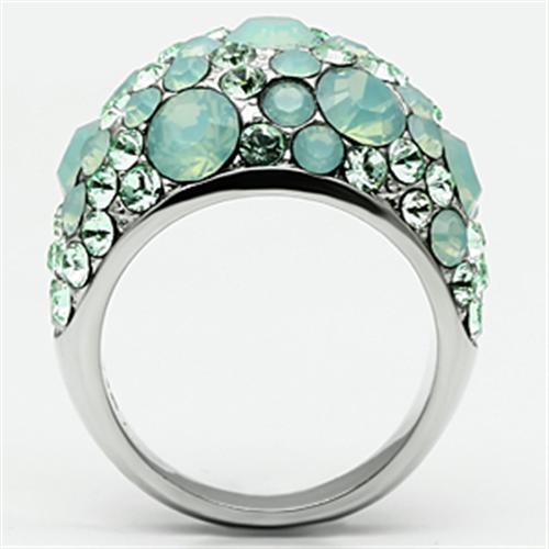 MATK641 - High polished (no plating) Stainless Steel Ring with Top Grade Crystal  in Multi Color