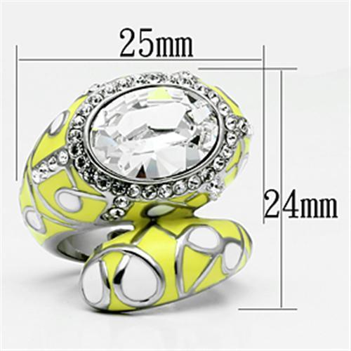 MATK643 - High polished (no plating) Stainless Steel Ring with Top Grade Crystal  in Clear