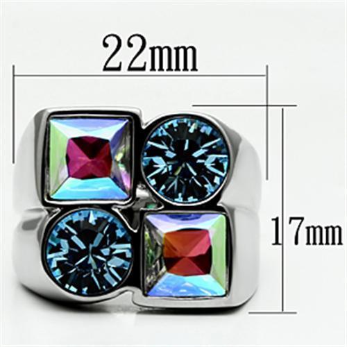 MATK645 - High polished (no plating) Stainless Steel Ring with Top Grade Crystal  in Multi Color