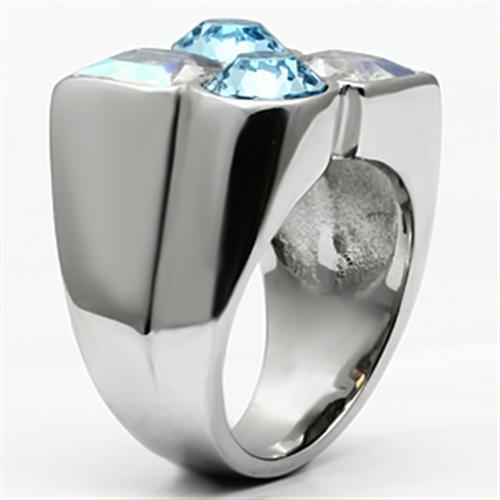 MATK645 - High polished (no plating) Stainless Steel Ring with Top Grade Crystal  in Multi Color