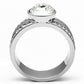 MATK646 - High polished (no plating) Stainless Steel Ring with Top Grade Crystal  in Clear