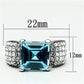 MATK648 - High polished (no plating) Stainless Steel Ring with Top Grade Crystal  in Sea Blue