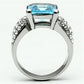 MATK648 - High polished (no plating) Stainless Steel Ring with Top Grade Crystal  in Sea Blue
