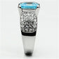 MATK648 - High polished (no plating) Stainless Steel Ring with Top Grade Crystal  in Sea Blue