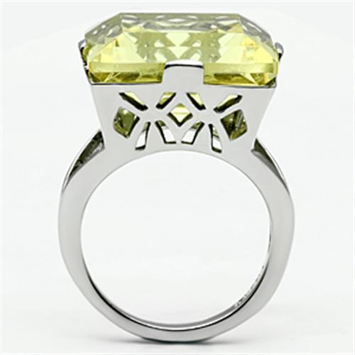 MATK649 - High polished (no plating) Stainless Steel Ring with Top Grade Crystal  in Citrine Yellow