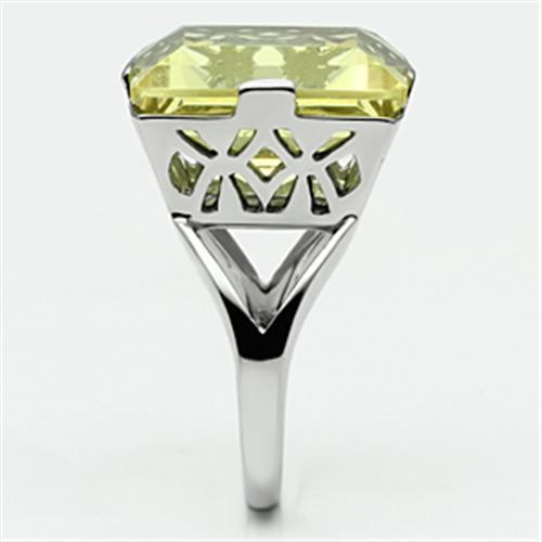 MATK649 - High polished (no plating) Stainless Steel Ring with Top Grade Crystal  in Citrine Yellow