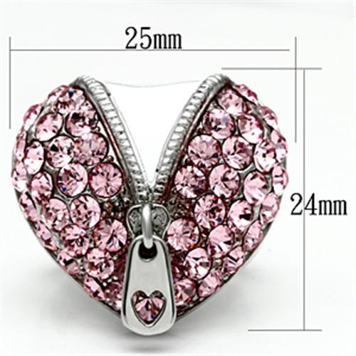 MATK652 - High polished (no plating) Stainless Steel Ring with Top Grade Crystal  in Rose