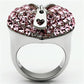MATK652 - High polished (no plating) Stainless Steel Ring with Top Grade Crystal  in Rose