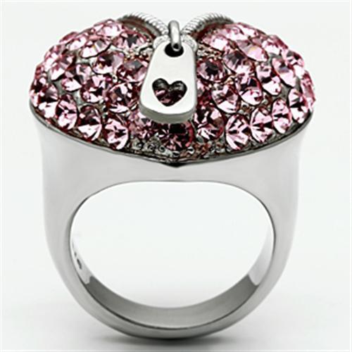 MATK652 - High polished (no plating) Stainless Steel Ring with Top Grade Crystal  in Rose