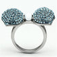 MATK653 - High polished (no plating) Stainless Steel Ring with Top Grade Crystal  in Sea Blue