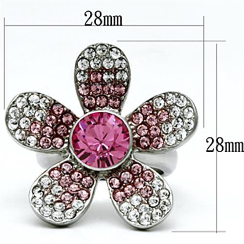 MATK654 - High polished (no plating) Stainless Steel Ring with Top Grade Crystal  in Rose