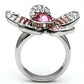 MATK654 - High polished (no plating) Stainless Steel Ring with Top Grade Crystal  in Rose