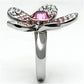 MATK654 - High polished (no plating) Stainless Steel Ring with Top Grade Crystal  in Rose
