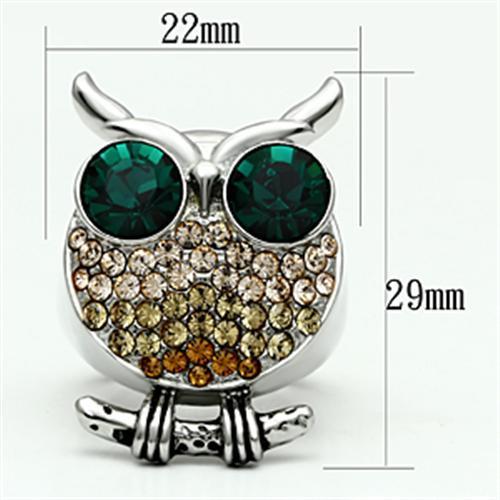 MATK656 - High polished (no plating) Stainless Steel Ring with Top Grade Crystal  in Emerald