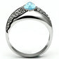 MATK659 - High polished (no plating) Stainless Steel Ring with Top Grade Crystal  in Sea Blue