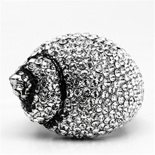 MATK661 - High polished (no plating) Stainless Steel Ring with Top Grade Crystal  in Clear