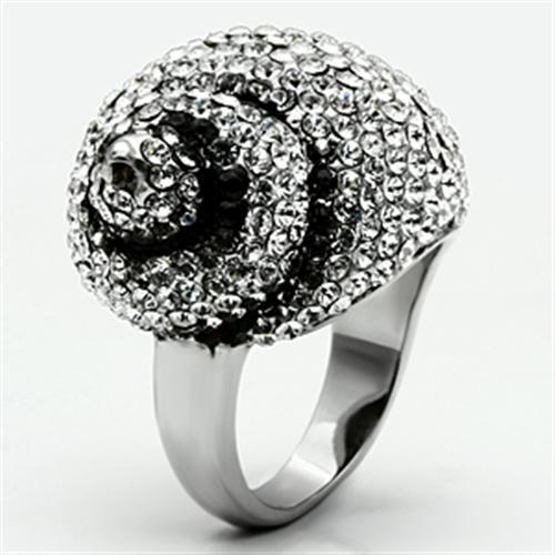 MATK661 - High polished (no plating) Stainless Steel Ring with Top Grade Crystal  in Clear