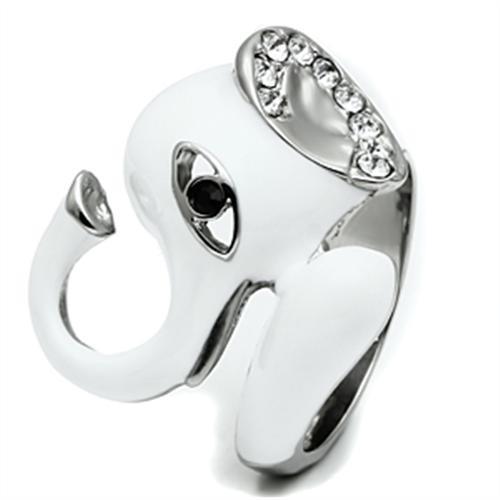 MATK663 - High polished (no plating) Stainless Steel Ring with Top Grade Crystal  in Jet