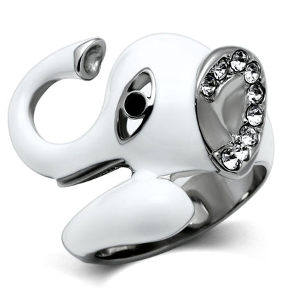 MATK663 - High polished (no plating) Stainless Steel Ring with Top Grade Crystal  in Jet