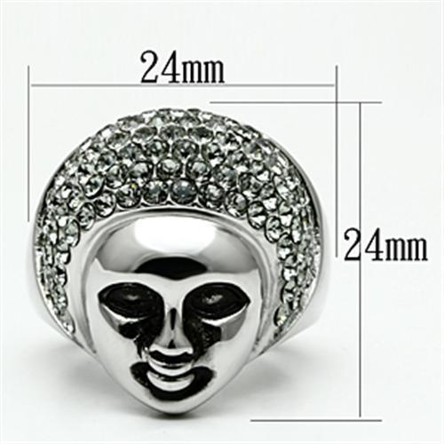 MATK668 - High polished (no plating) Stainless Steel Ring with Top Grade Crystal  in Black Diamond