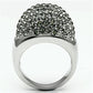 MATK668 - High polished (no plating) Stainless Steel Ring with Top Grade Crystal  in Black Diamond
