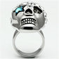 MATK669 - High polished (no plating) Stainless Steel Ring with Top Grade Crystal  in Capri Blue