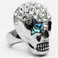 MATK669 - High polished (no plating) Stainless Steel Ring with Top Grade Crystal  in Capri Blue
