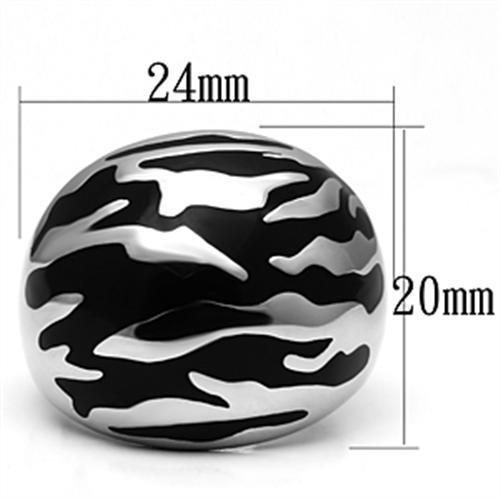 MATK672 - High polished (no plating) Stainless Steel Ring with Epoxy  in Jet