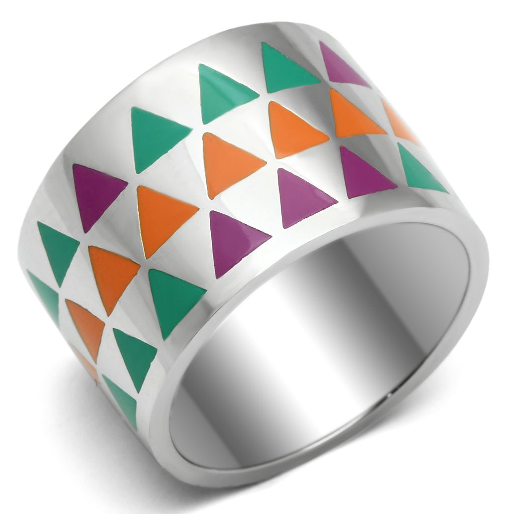 MATK675 - High polished (no plating) Stainless Steel Ring with Epoxy  in Multi Color