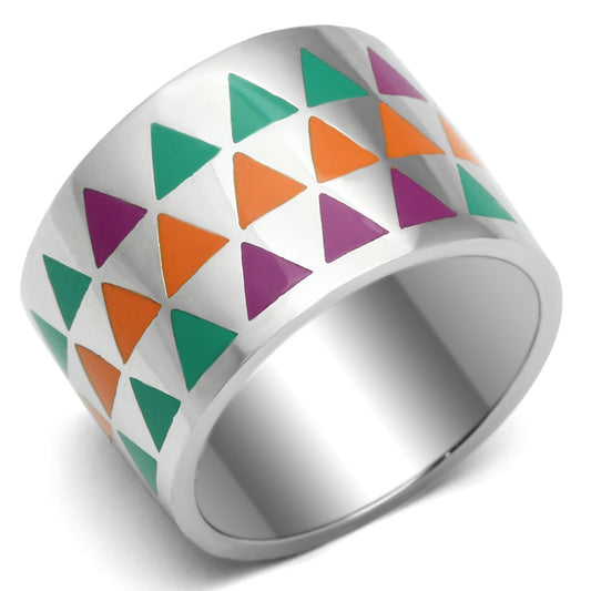MATK675 - High polished (no plating) Stainless Steel Ring with Epoxy  in Multi Color