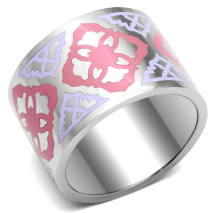 MATK676 - High polished (no plating) Stainless Steel Ring with Epoxy  in Multi Color