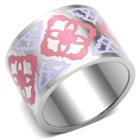 MATK676 - High polished (no plating) Stainless Steel Ring with Epoxy  in Multi Color