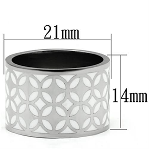 MATK677 - High polished (no plating) Stainless Steel Ring with Epoxy  in White