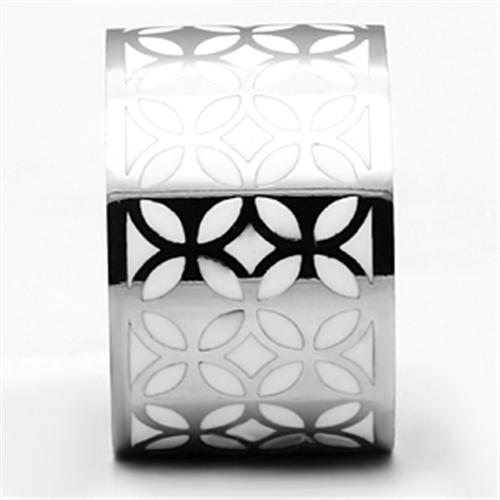 MATK677 - High polished (no plating) Stainless Steel Ring with Epoxy  in White