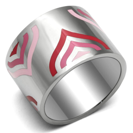 MATK678 - High polished (no plating) Stainless Steel Ring with Epoxy  in Multi Color