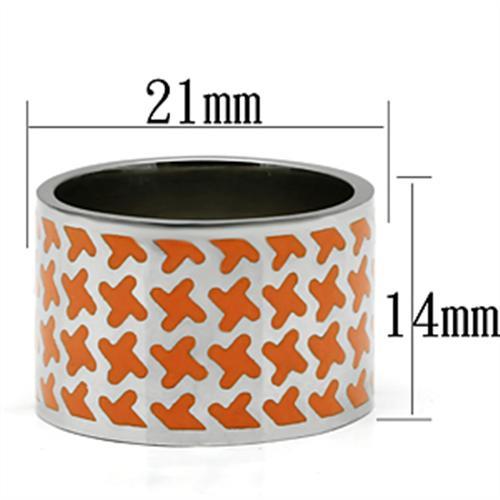 MATK679 - High polished (no plating) Stainless Steel Ring with Epoxy  in Orange